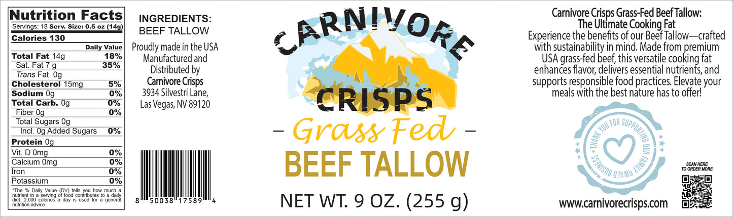 Carnivore Crisps Grass Fed Beef Tallow 9oz