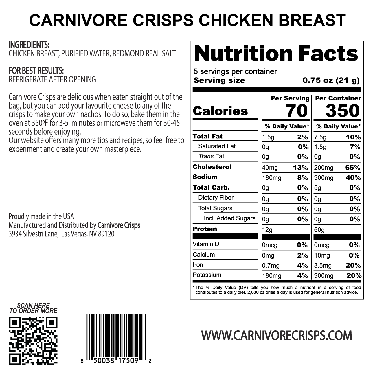 Carnivore Crisps Chicken Breast