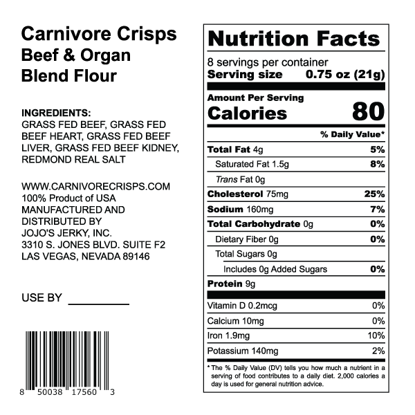 Carnivore Crisps Beef & Organ Blend Flour 6 oz