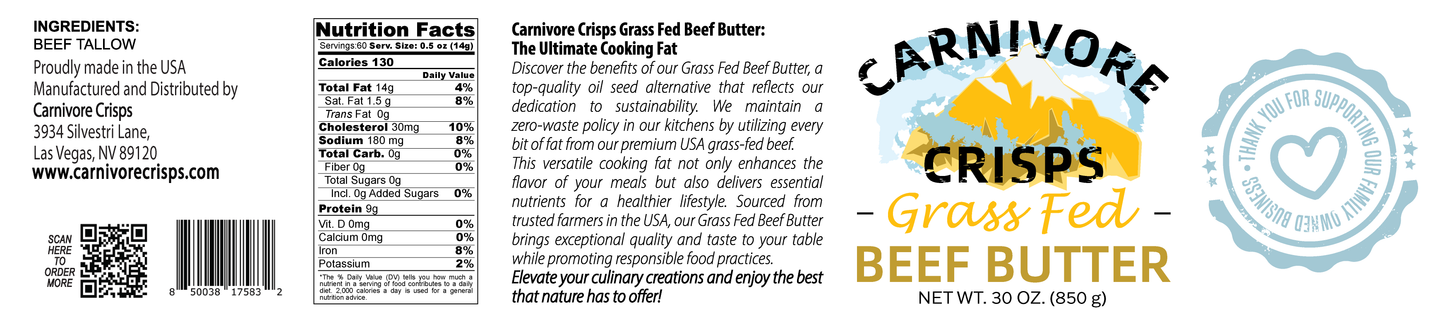 Carnivore Crisps Grass-Fed Beef Tallow 30 oz