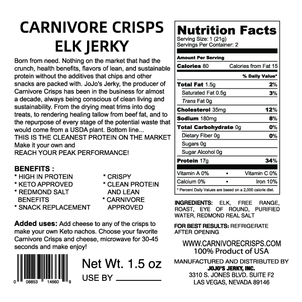 Carnivore Crisps Elk 1.5 oz