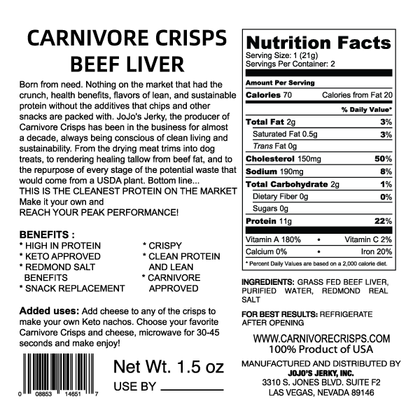 Carnivore Crisps Beef Liver