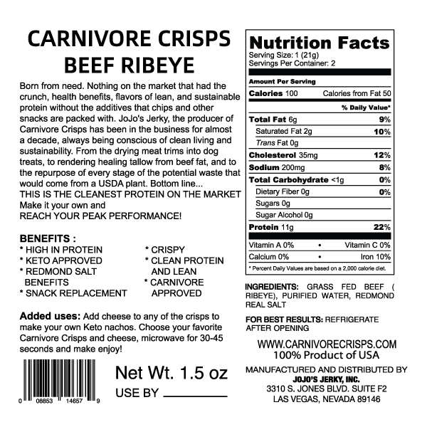 Carnivore Crisps Beef Ribeye