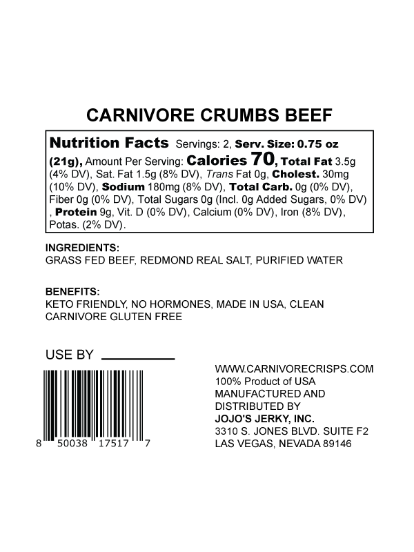 Carnivore Crumbs 1.5 oz beef