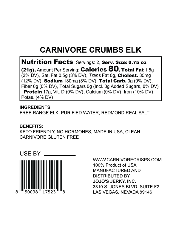 Carnivore Crumbs 1.5 oz elk