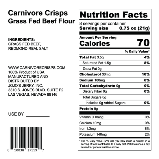Carnivore Crisps GrassFed Beef FLOUR