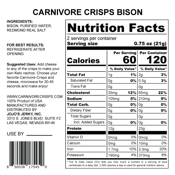 Carnivore Crisps Bison 1.5 oz
