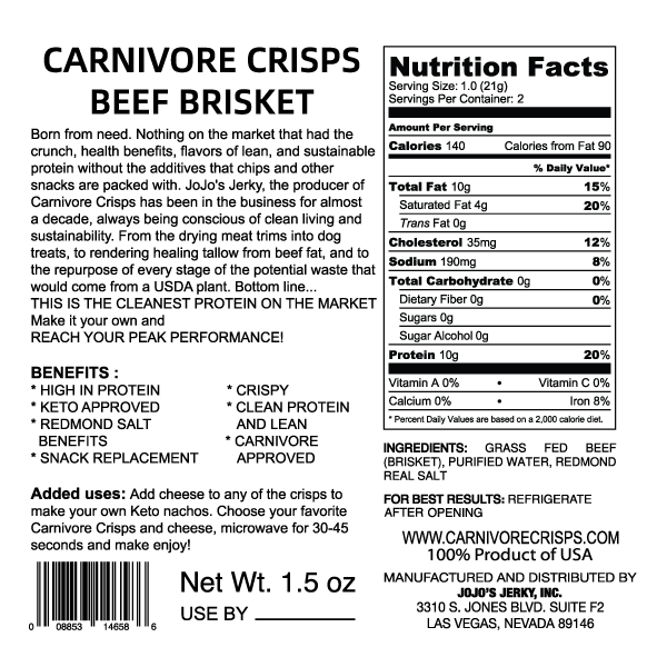 Carnivore Crisps Beef Brisket