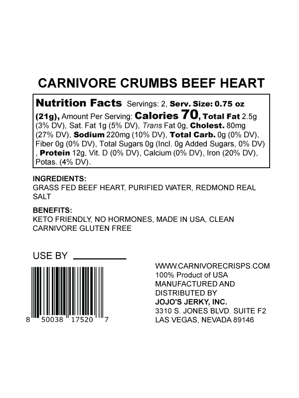 Carnivore Crumbs 1.5 oz Heart