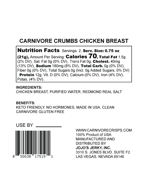 Carnivore Crumbs 1.5 oz chicken